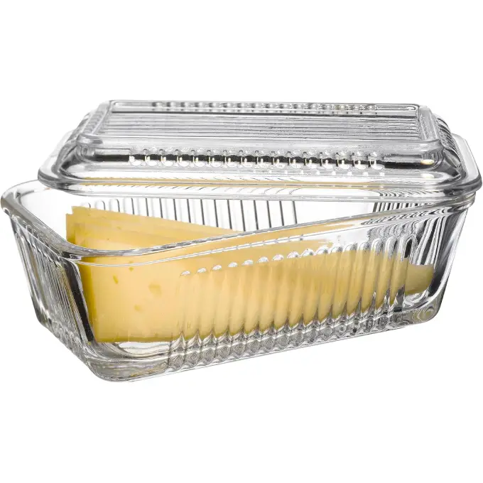 Beurrier en verre  avec couvercle